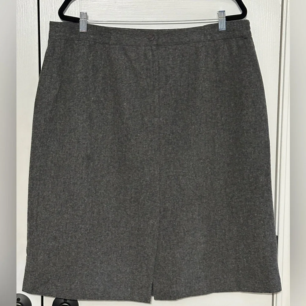 Sag Harbor Gray Wool Blend Pencil Skirt Back Slit Plus Size 22W